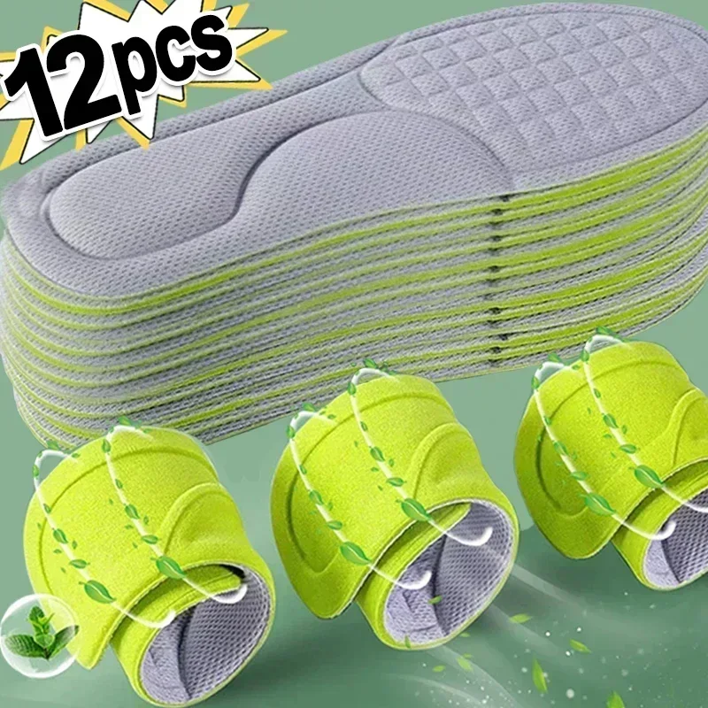 2/12pcs Memory Foam Nano Insoles Unisex Soft Sweat-Absorbing Shoe Sole Insert Paddings Women Men Orthopedic Sports Cushion