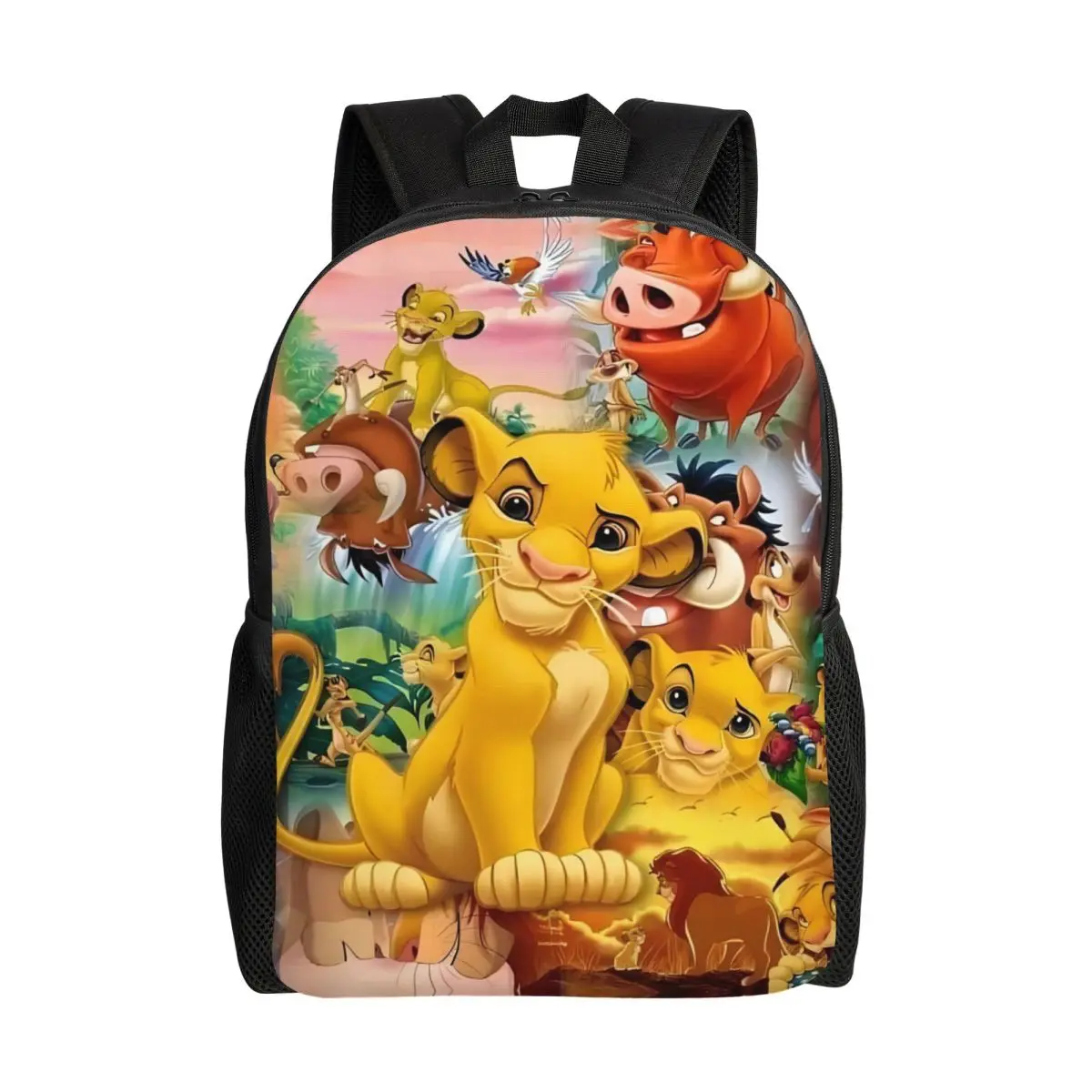

Custom The Lion King Classics Backpack for Women Men College School Student Bookbag Fits 15 Inch Laptop Jungle Lion Friends Bags