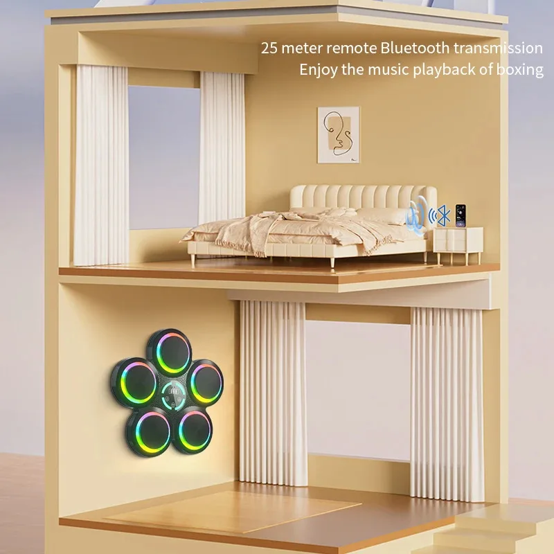 2025 Macchina da boxe musicale Bluetooth Borsa da fitness sportiva intelligente Muay Thai Macchina da boxe per esercizi con risposta al ritmo