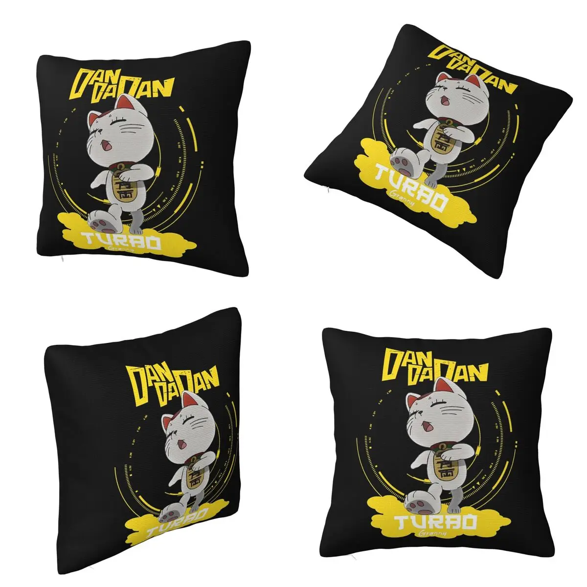 Turbo Granny Anime Dandadan Cat Square Pillowcase Cushion Cover Pillow Case Throw Pillow Cover for Home Sofa Living Room