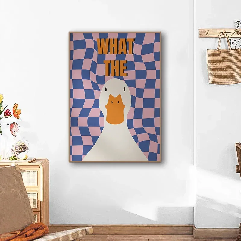 Cute What The Duck Print Art Picture Funny Animal Canvas Posters Modern Wall Painting for Bathroom Bedroom Dorm Decor