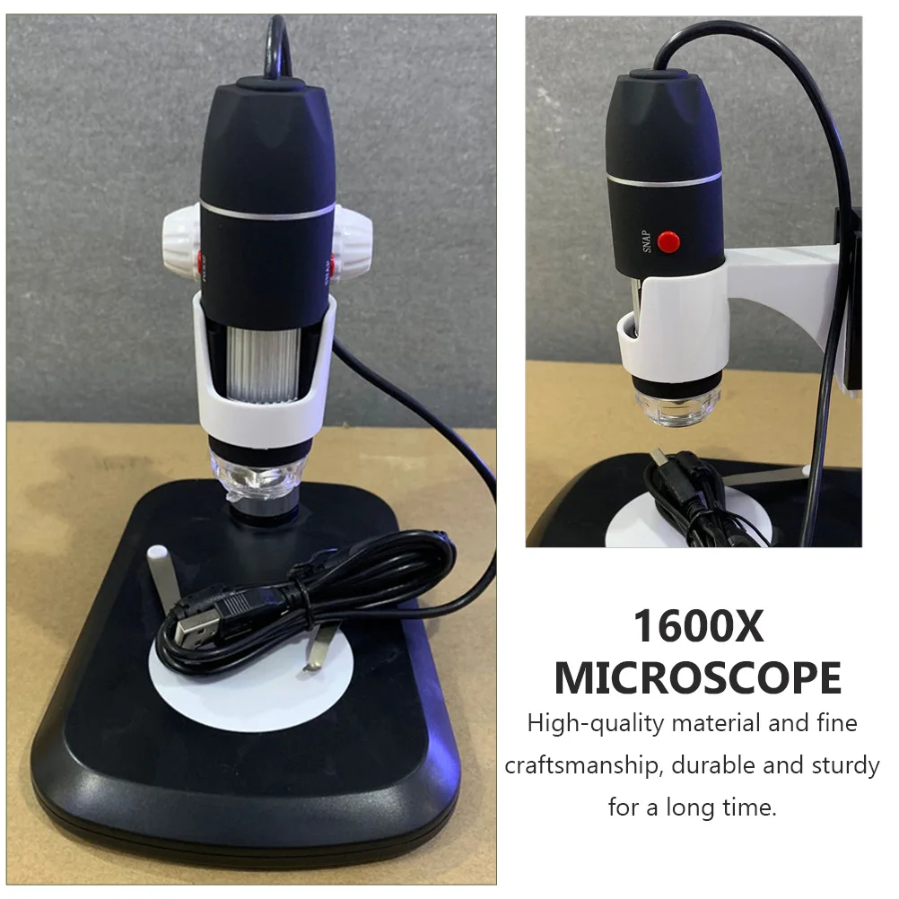 

Portable Digital Microscope 1600X Led Usb Magnifier Detecting Tool For Jewelry Currency Collectibles Black Lightweight Durable