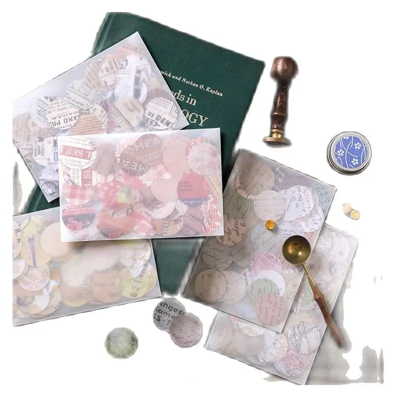 10 Sets/Lot Retro Junk Journal Round Series Sticker Decorative Mobile Stickers DIY Scrapbooking Craft Stickers