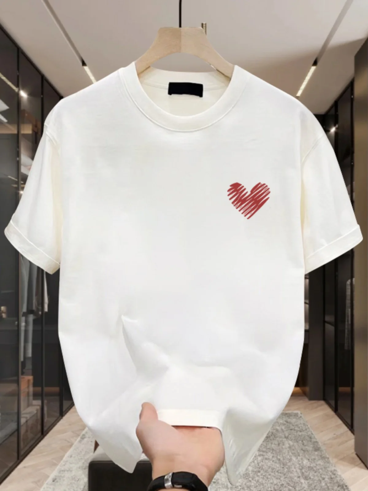 Summer Heavyweight Pure Cotton Short Sleeve T-Shirt Unisex Fashion Brand Tailored Fit Printed Casual Wear Cool Style round Neck