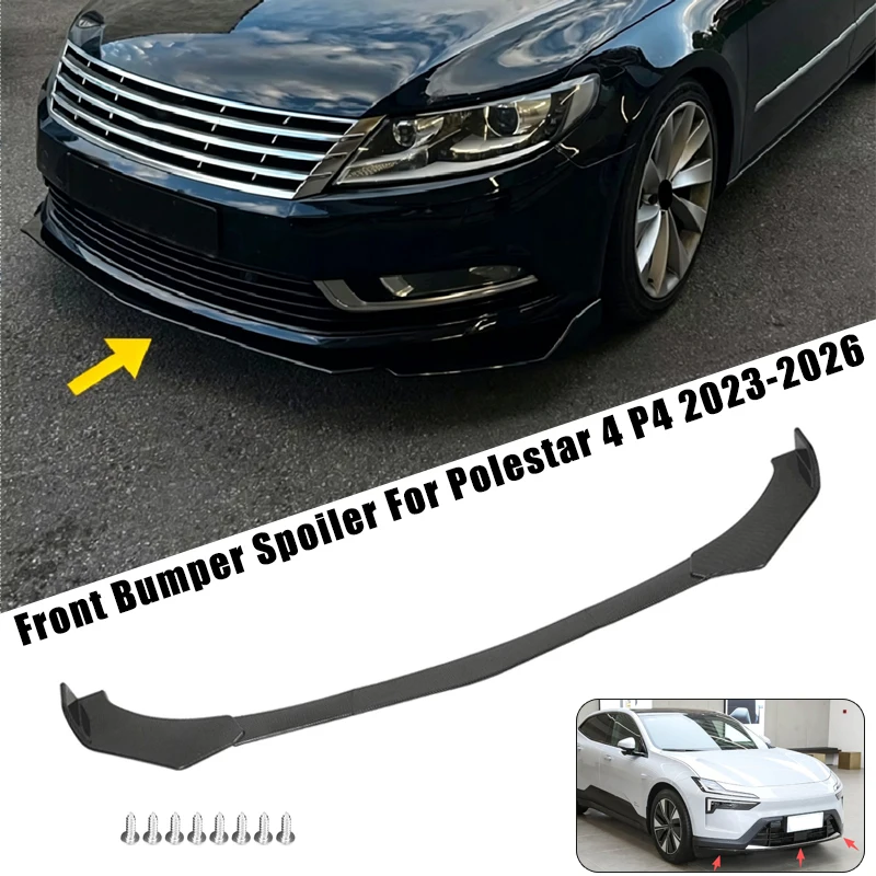 Sport Front Bumper Splitter Spoiler Lip For Polestar 4 P4 2023-2026 5Pcs Adjustable Sectional Car Exterior Tuning Body Kit