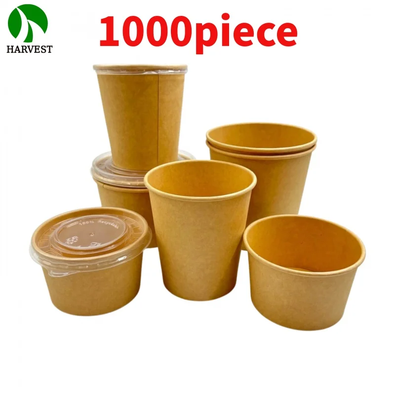 10 00piece.Custom.Eco Friendly Kraft Paper Soup Bowl Hot Cold Drink Dessert Packaging Food Grade Takeaway Disposable P