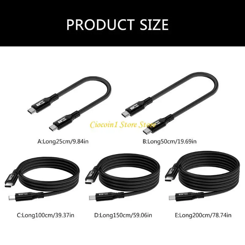 Cable carga USB C A3PC 20V5A 100W Cable carga rápida Cable transferencia datos compatible con velocidad datos