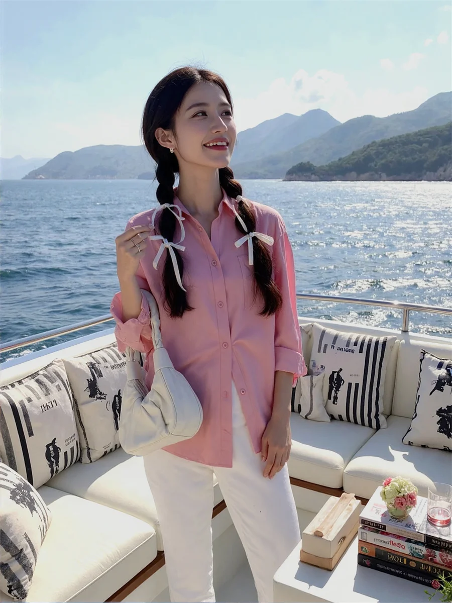 Damskie koszule vintage z długim rękawem, satynowy wygląd, jedwabista tekstura, wysokiej jakości materiał modalny, zapinane na guziki, eleganckie, do pracy, do biura.