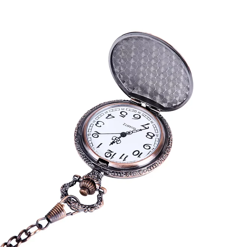 1054 Antico redRunning Steam Train Orologio da tasca Catena Abito in metallo Casual Uomo Donna Orologio da taschino Moda antica