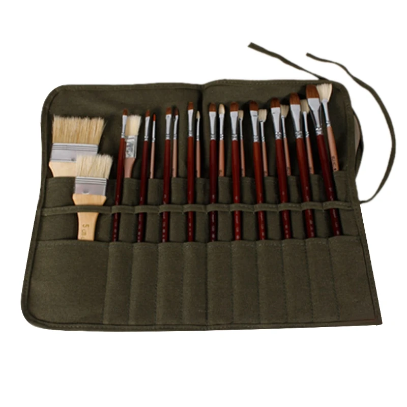 Brush Bag Artist Roll Up Canvas Cases Makeup Brushes Multifunctional Accessory for Outdoor Sketching Landscape Creation