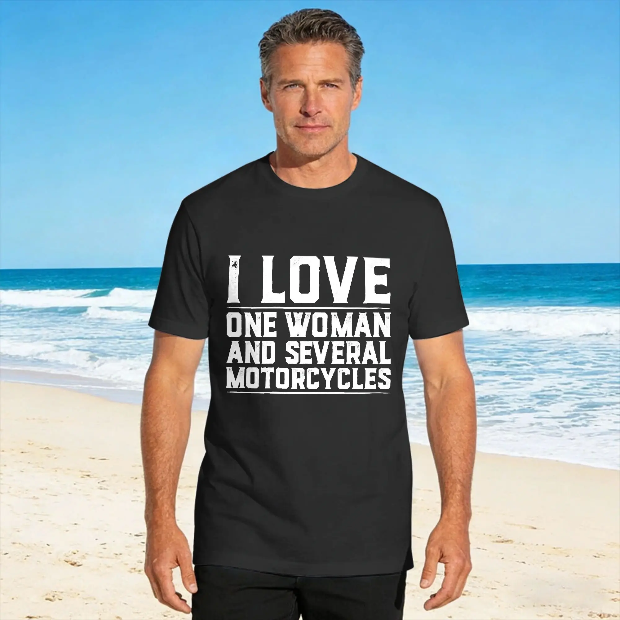 Men's T-Shirt I Love One Woman and Several Motorcycles Funny Pure Cotton Tees Short Sleeve  T Shirt O Neck Tops 4XL 5XL