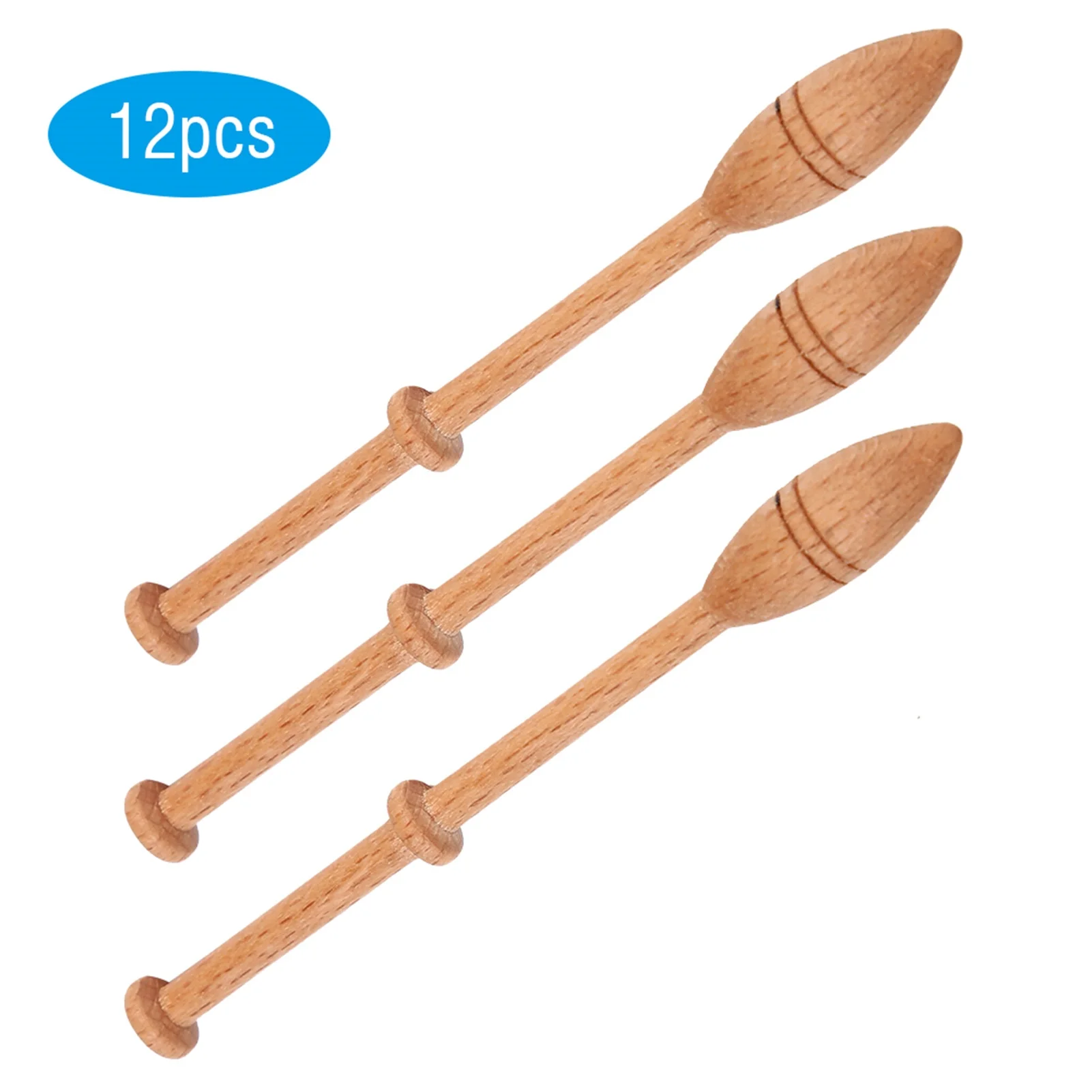 

12Pcs Lace Bobbin Wooden Antique Vintage French Artisan Craft Turned Wood Weaving Tools