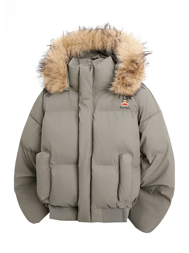 

Зимняя куртка Paul Frank с капюшоном для пар, с воротником-стойкой, утепленная, из хлопка и полиэстера, на молнии, теплая повседневная верхняя одежда