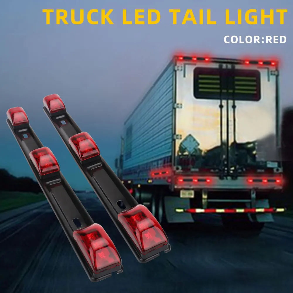 

12V 9 LED 3 Light Red Truck Trailer Rear Brack Tail Light LED Side Marker Lamp Bar Waterproof For Pickup Truck RV Boat