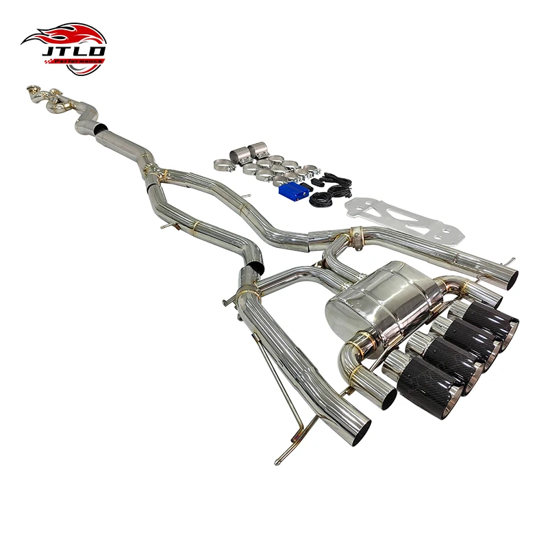 JTLD 304SS シングルミッドパイプエキゾーストシステム BMW G80 M3 G82 M4 G8x S58 V6 3.0T 2019-2023用 バルブ付きキャットバックエキゾースト