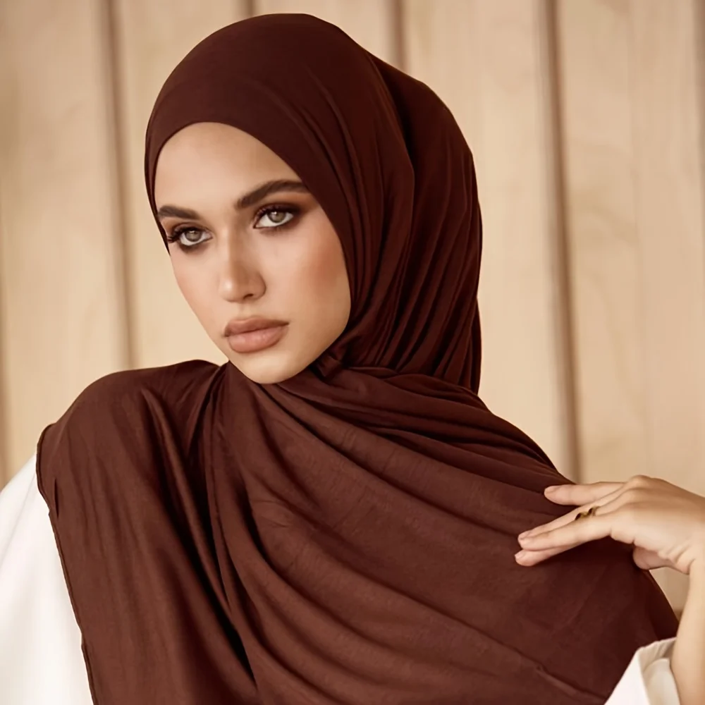 Solid Color Muslim Hijab Thin Breathable Soft Cozy Scarf Elegant Style Windproof Sunscreen Shawl