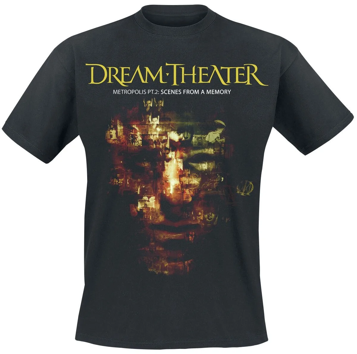 Camiseta con estampado de collage de Dream Theater Metropolis Pt.2, camiseta informal 100% algodón de color neutro, ropa de calle de metal progresivo