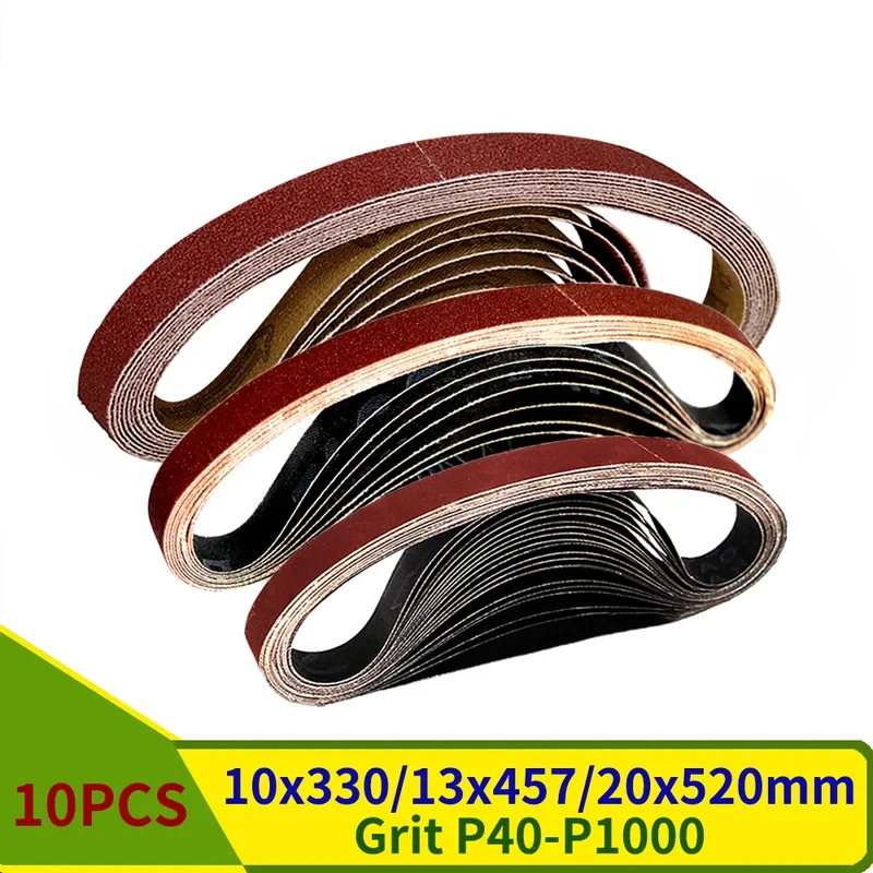 10pcs/lot 10mm/13mm/20mm Sanding Belt Sandpapers for 10x330mm 13x457mm 20x520mm Air Belt Sander Polishing Papaer Grit 40-1000