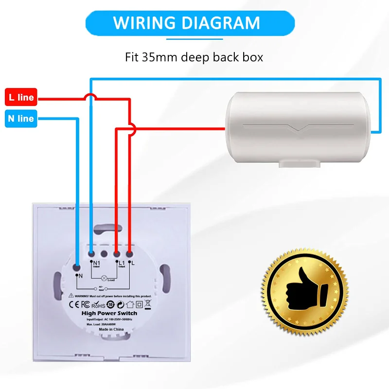 WiFi 4400w Boiler Smart Switch Touch Water Heater Switch Tuya Voice Timer Remote Control Overload Protection Energy Monitor EU