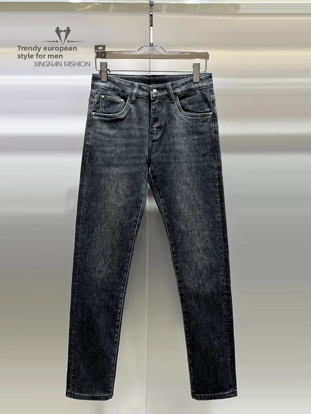 

Мужские утепленные джинсы с флисовой подкладкой, зауженные, со средней посадкой, прямые, повседневные, длинные брюки, осенне-зимняя мода