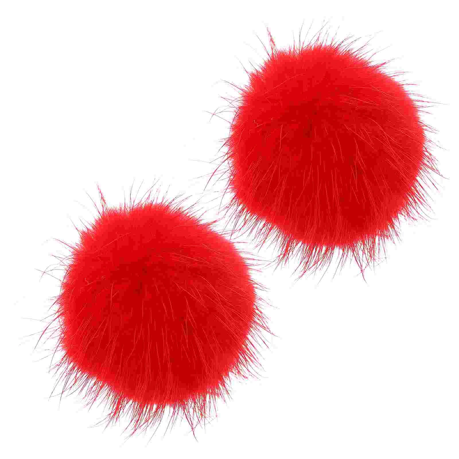 Fur Ball Ornaments Red Accessories Pom Removable Shoe Clips Bag Pendant Key Fob