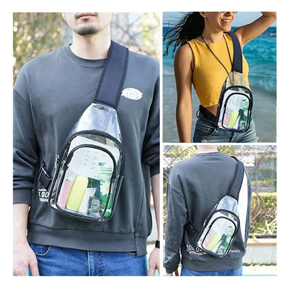 Transparente Umhängetasche, Robuste Wasserdichte Brusttasche, Sicherheitsgeprüfte Schnellzugangs-Stadiontaugliche Konzert- und Spieltagstasche für Damen und Herren – Detail 6