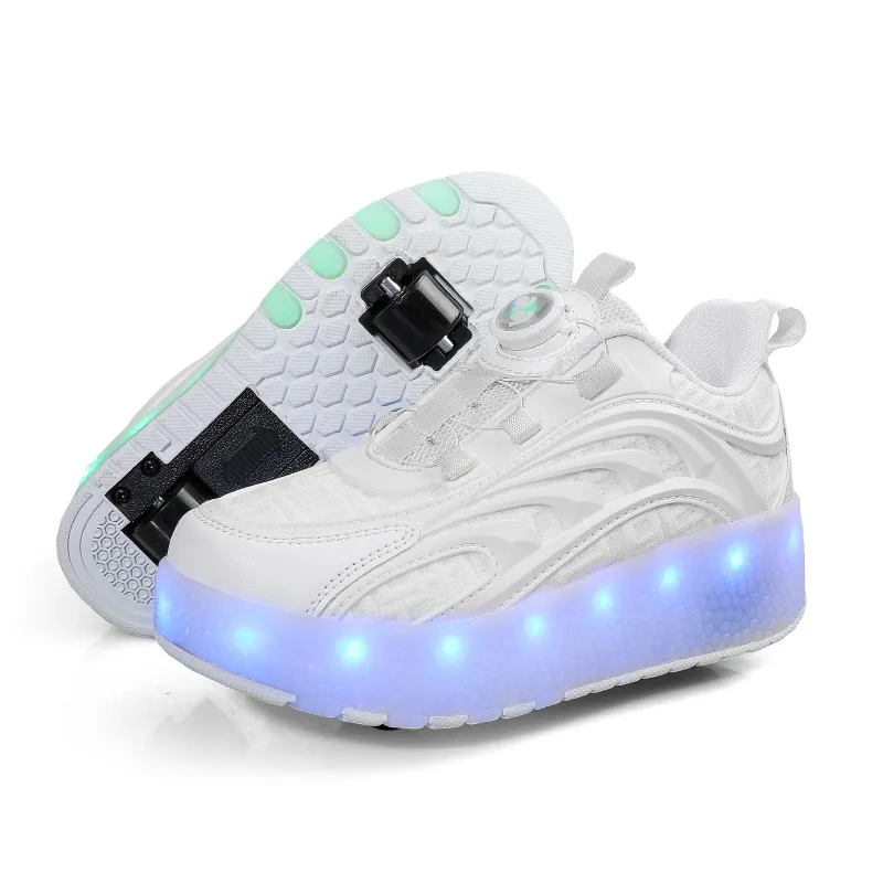 

LED Boys Girls Sneakers Child Student Flashing Light Roller Shoes Men's Two Wheels Roller Skate Shoes Size 28-42