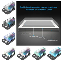eXtremeRate Colourful Border Transparent HD Clear Accessories Saver Film Tempered Glass Screen Protector for NS Switch Lite