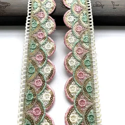 2m/6.56ft each Pack big 4.0cm wide lace sequin trim fabric sewing curtain flower accessory handmade DIY craft ribbons decoration