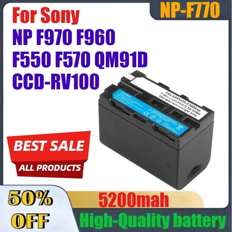 

5200MAH Persistent Standby NP-F770 NP-F750 NP F750 NPF770 Battery for Sony NP F970 F960 F550 F570 QM91D CCD-RV100