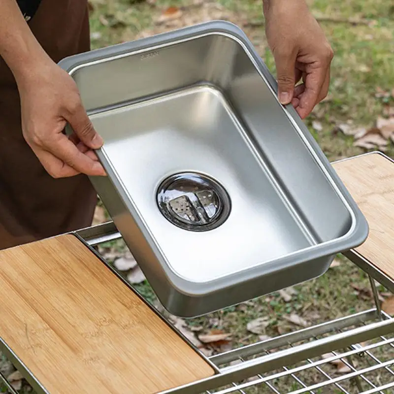 

Kitchen Sink Stainless Steel Outdoor Single Bowl Camping Sink Laundry Utility Sink, Portable Farmhouse Kitchen Sink for camping