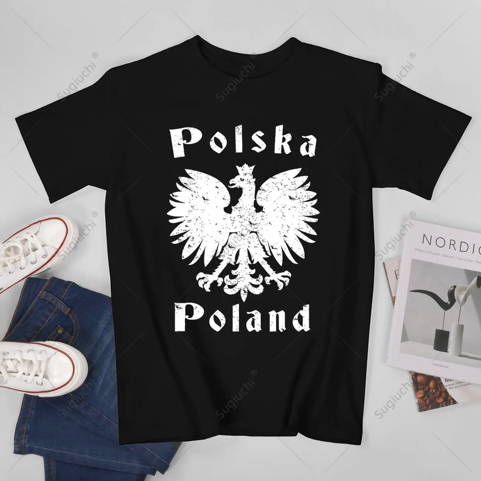 Unisex Men Polish Eagle Poland Polska Coat of Arms Tshirt Tees T Shirts Women Boys 100% Cotton T-Shirt