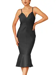 Red Bandage Elegant Party Night Dress Women Clothes Fishtail Midi Sexy Black Knitted Dress Bodycon Vestidos Mujer Robe Ete Femme