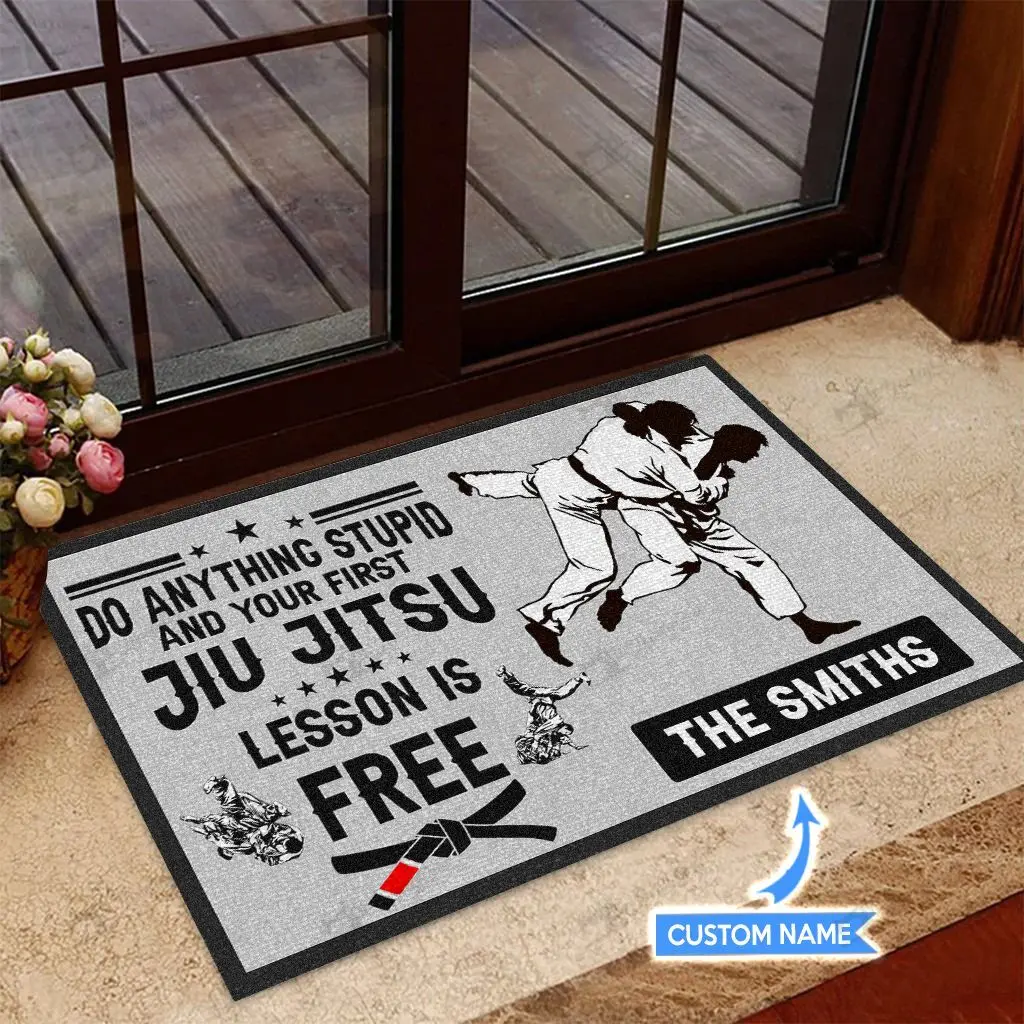 Jiu Jitsu Karata Sport Lover Custom Name Gift Decor Porch Doormat Rug Mats Floor Carpet 3D All Over Printed Doormat Non-slip Q-1