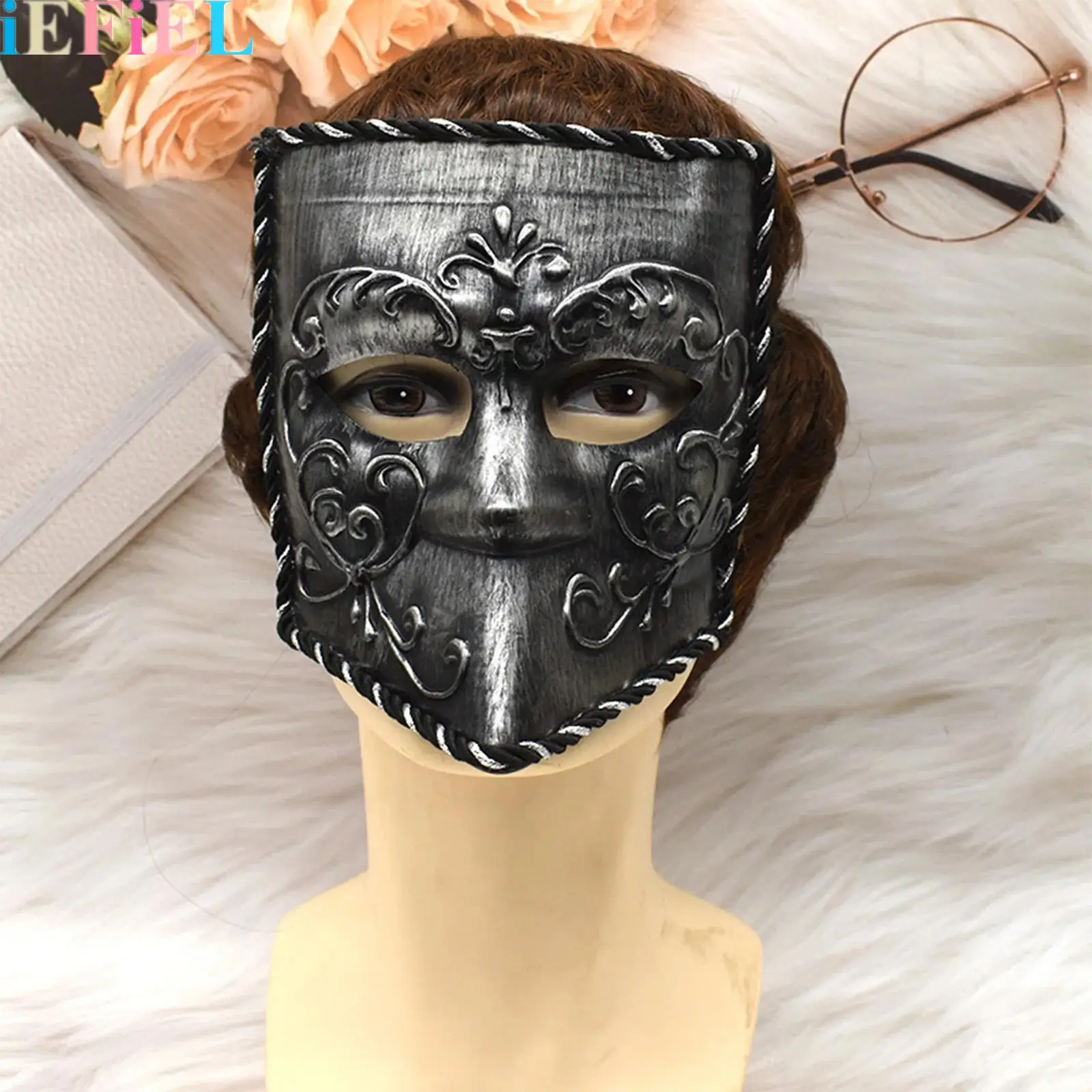 

1Pcs Roman Empire Retro Mask Punk Style Sanxingdui Mask Festival Masquerade Ball Halloween Costume Props