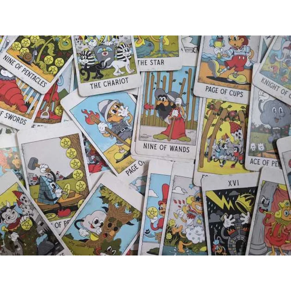 

10.3*6cm Mystical Medleys Tarot Deck: A Vintage Cartoon Tarot Deck 78 Pcs Cards