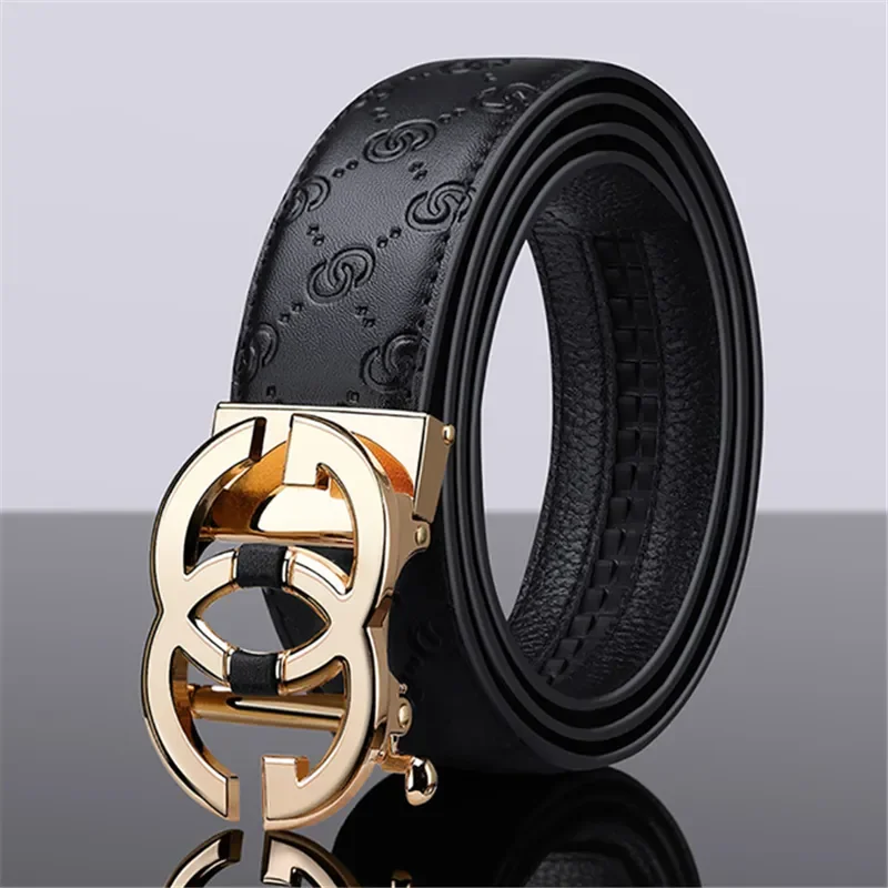 New Business Men's Belt Leisure Fashion Luxury Designer Brand Automatic G-Button Women's Belt Jeans Men's Belt