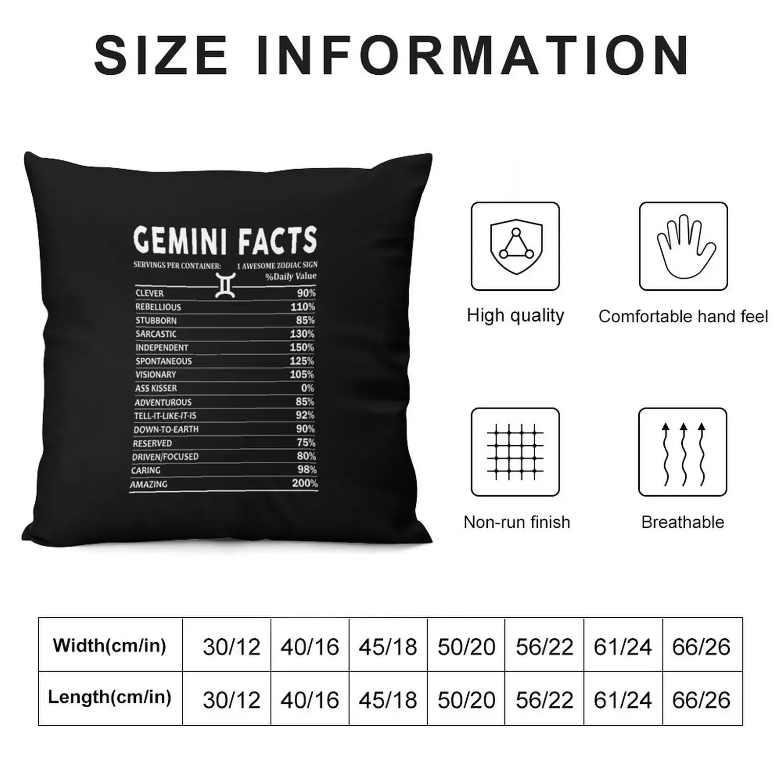 Gemini Facts Throw Pillow Sitting Cushion Pillows Aesthetic pillow