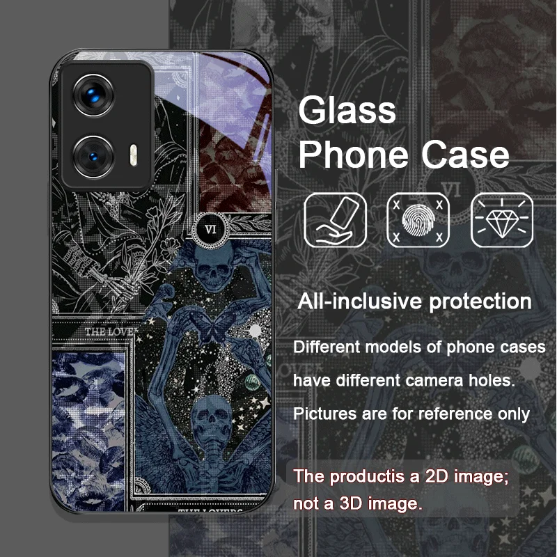 Vintage Gothic Tarot Cards Printed Tempered Glass Phone Case for Motorola Moto G85 G84 G75 Edge 50 Fusion 40 Neo 30 Pro 5G Cover - view 6