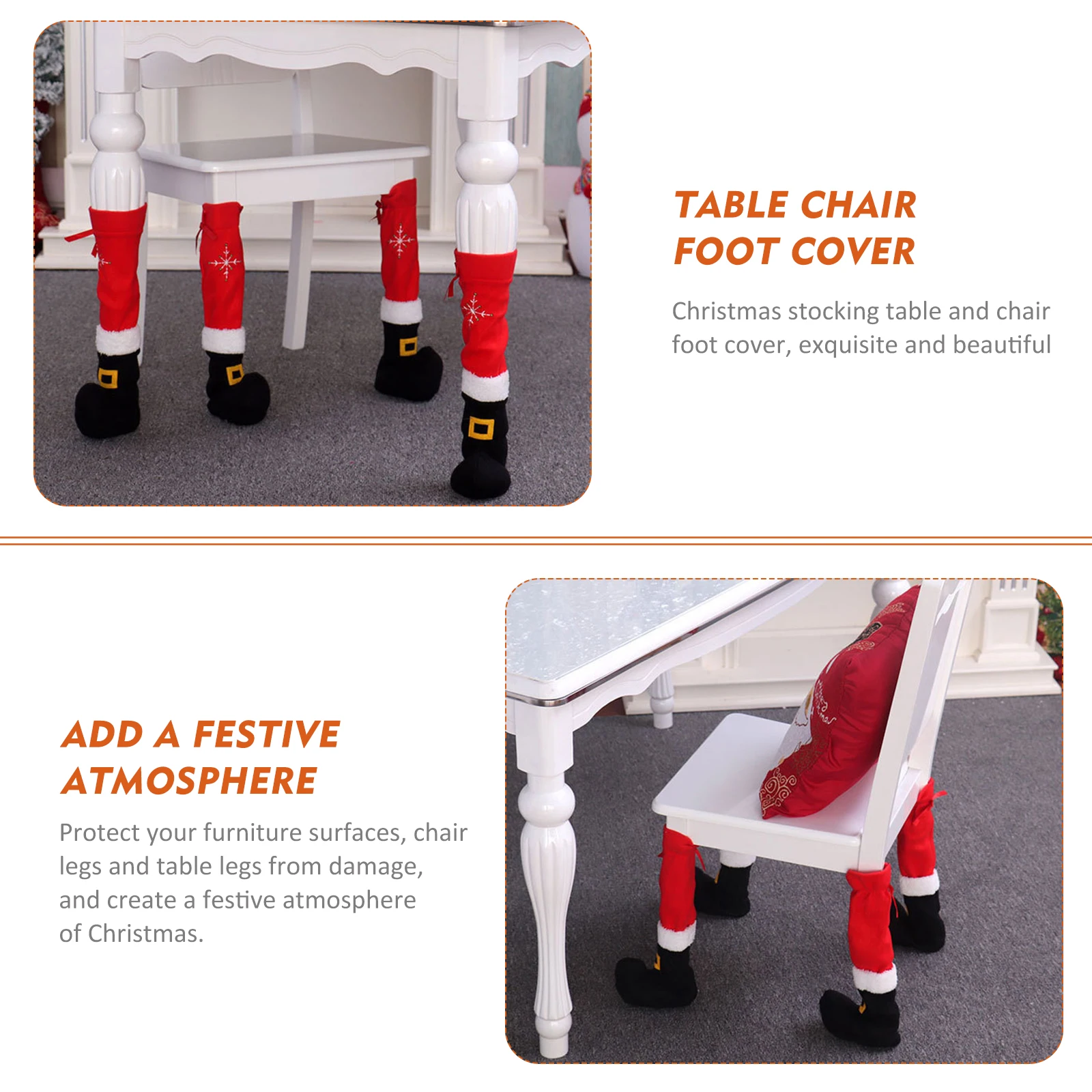 

Christmas Chair Leg Covers Stool Table Feet Protectors Furniture Pads Silent Anti Scratch Premium Material Protective