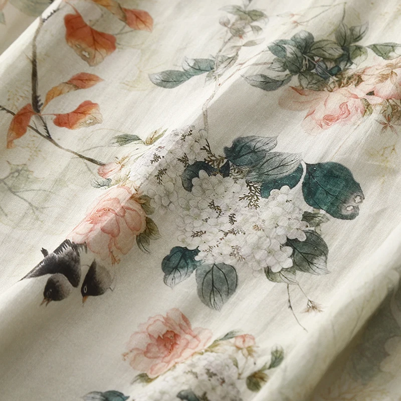 Retro artístico dupla camada emagrecimento Tussah seda Dr com gola assimétrica abotoada na altura do joelho vestido de noite