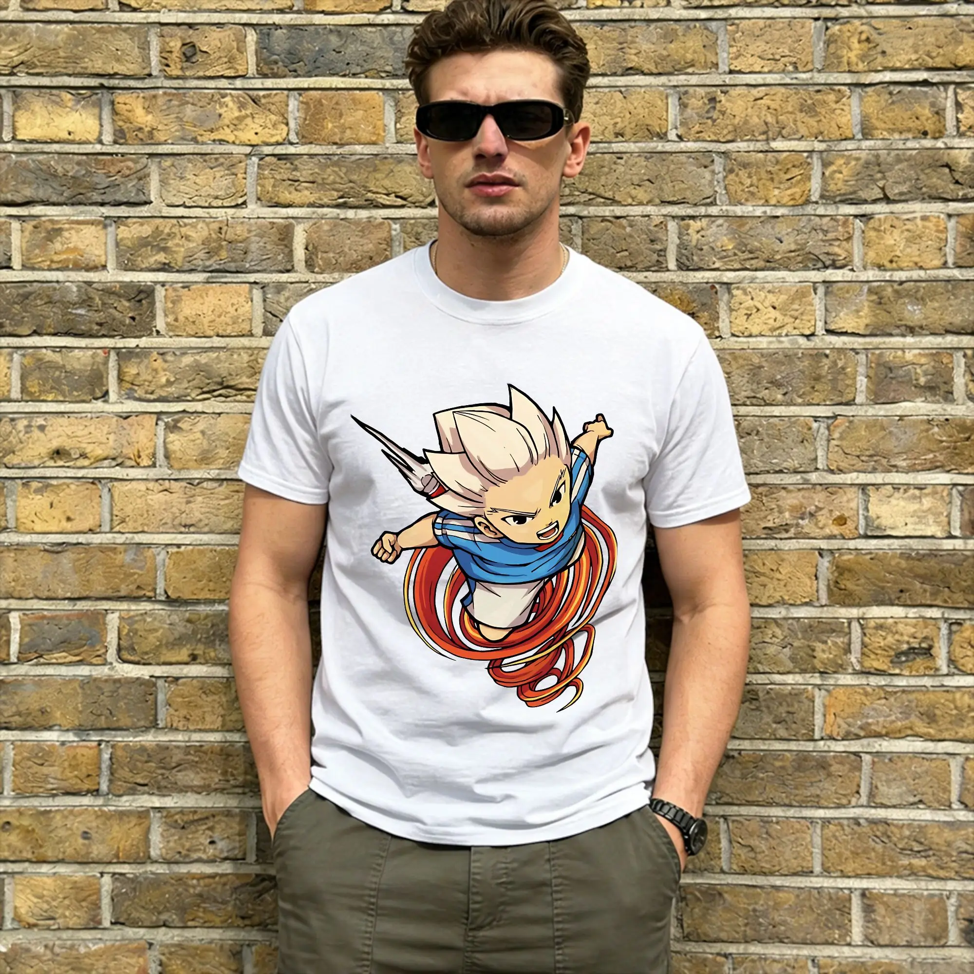 Men Inazuma Eleven T Shirts Football Power Pure Cotton Tops Novelty Short Sleeve Round Neck Tees Classic T-Shirts