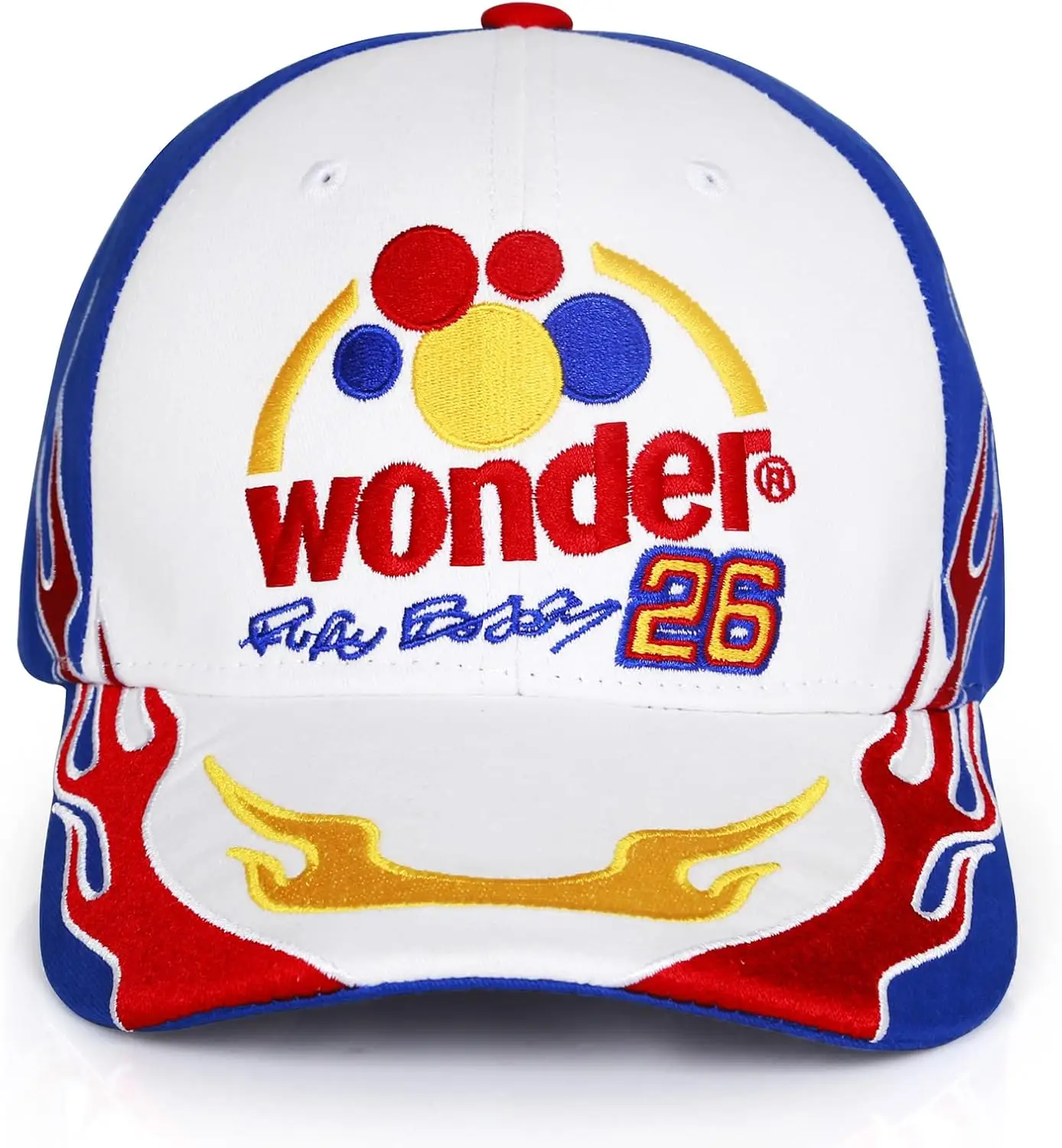 Talladega Nights Hat Ricky Bobby Hat Wonder 26 Embroidery Adjustable Cap White Blue