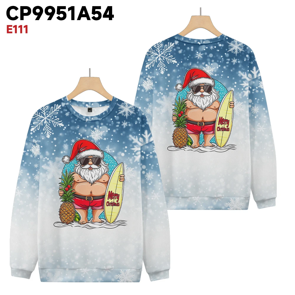 Autumn and Winter Men's and Women's Vacation Style Santa Claus Printed Men's and Women's Winter Street Wear