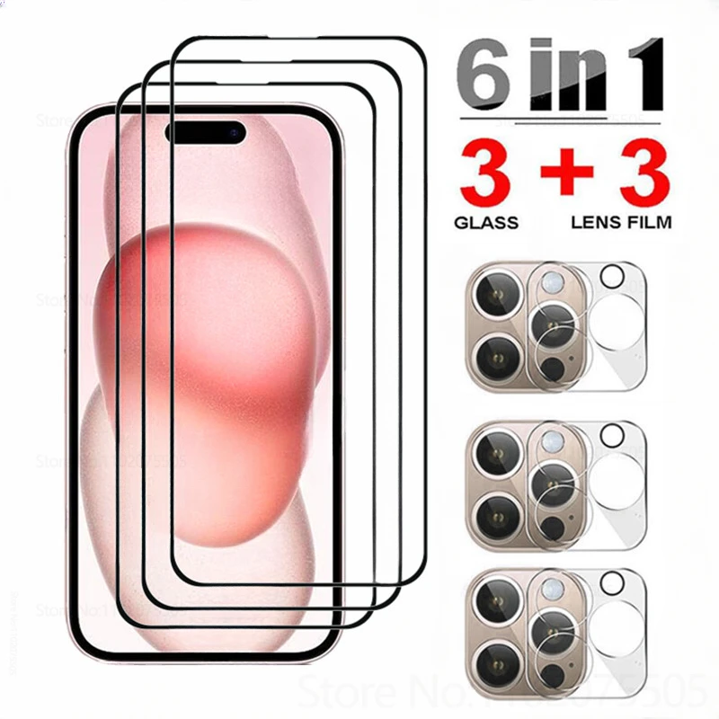 Tempered Glass For iPhone 15 14 13 12 11 Pro Max 12 13 Mini  3D Camera Lens Glass Cover Film For iPhone 15 14 Plus X XR XS Max