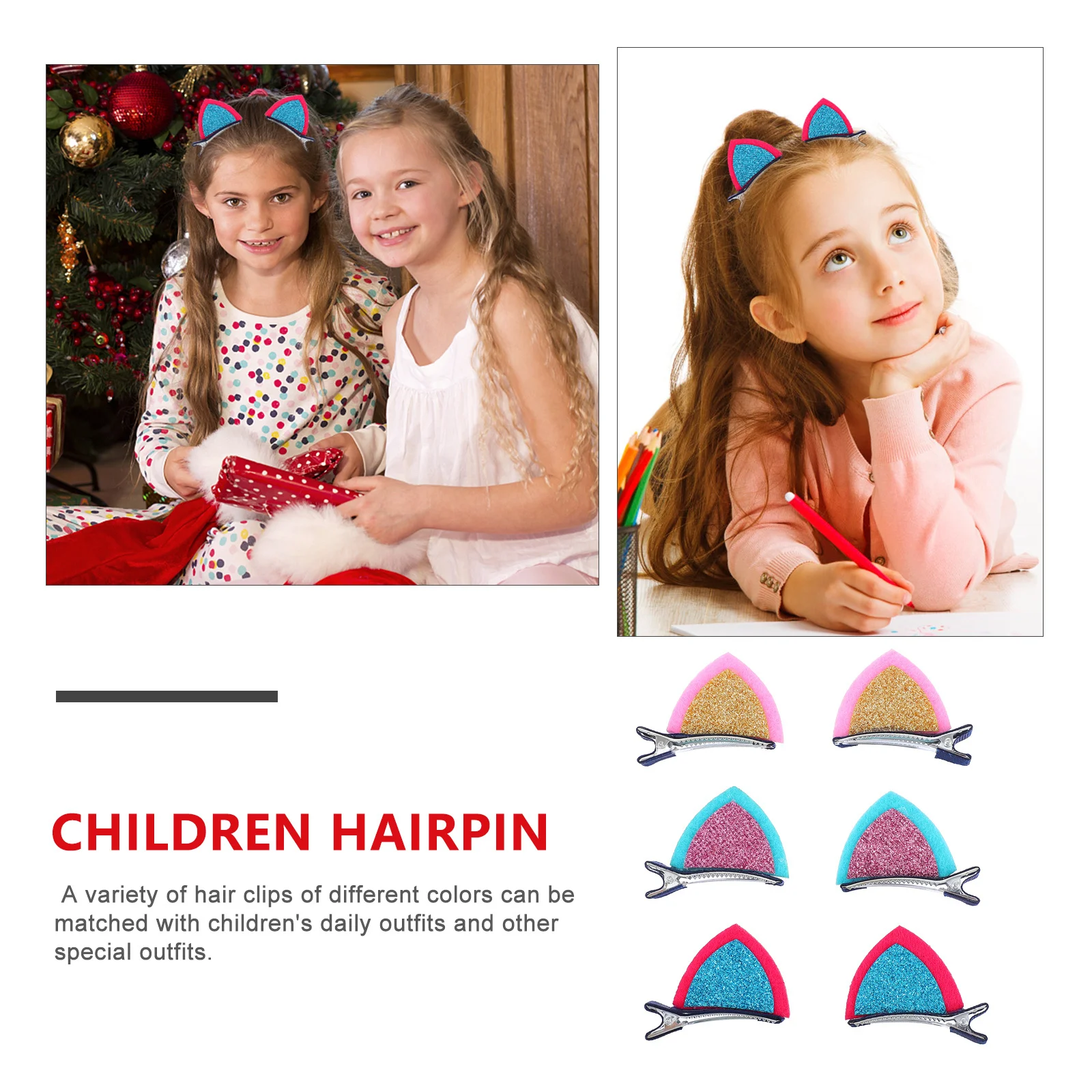 

30pcs Children Hairpins Cat Ears Hair Clips For Kids Felt Hair Accessories Girl Headdress Party Daily Wear Decor