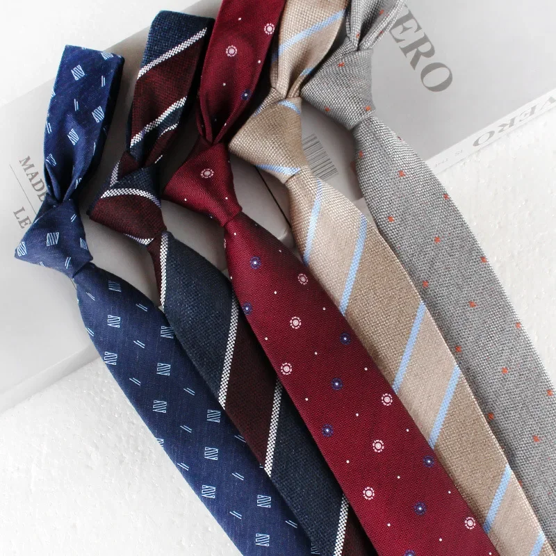 7CM Retro Fashion Soft Men's Ties Blue Gray Wine Striped Flower Necktie Man Formal Business Clothing Wear Tie Graduation Gift