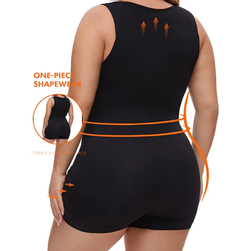 BurVogue Plus Size Bodysuit Shapewear Tummy Control Body Shaper dla kobiet Bezszwowy kombinezon bez rękawów Topy wyjściowe