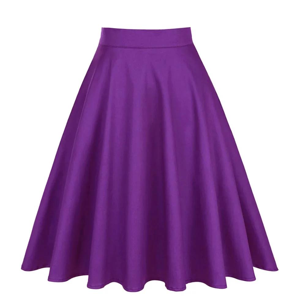 SISHION Solid Color Y2K Faldas Cotton Casual Flare Swing Purple Skirt VD0020 High Waist 50s 60s Vintage Kawaii Summer Skirts