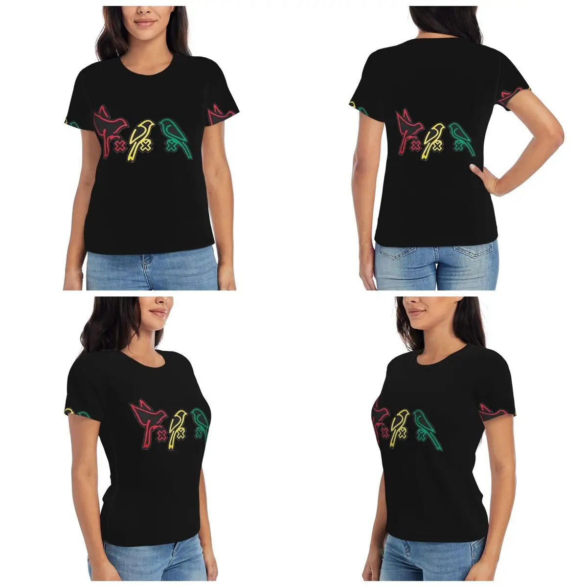 Camiseta Bob Marley Ajax - Three Little Birds Floor Pillow Yuysnoofzil Feminina de Manga Curta com Gola Redonda